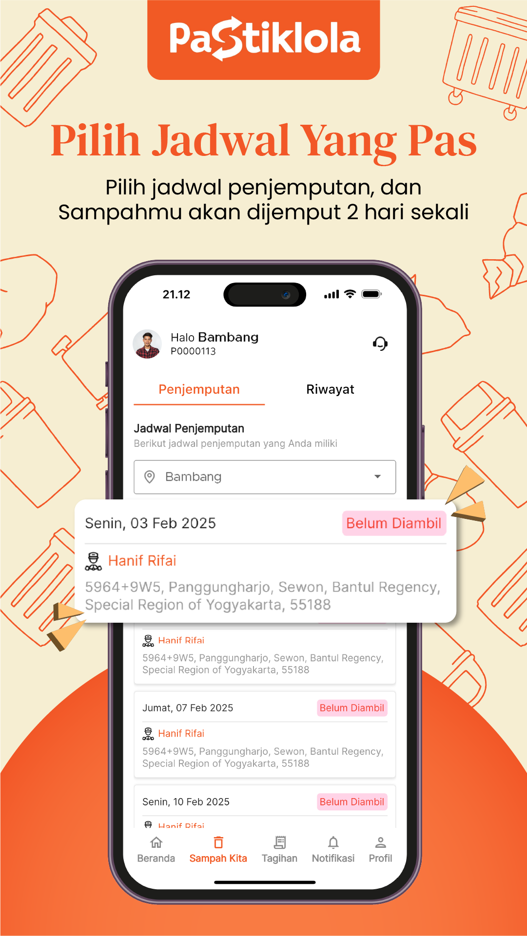 Pilih Jadwal Pengangkutan
